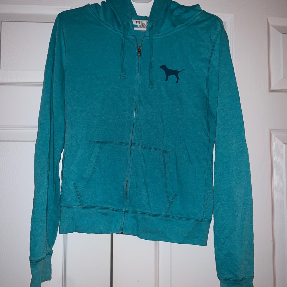 PINK Turquoise zip up hoodie